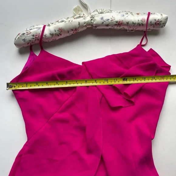 Vince Camuto Fuchsia Ruffle Maxi Dress Spaghetti Strap  Small - Picture 5 of 8
